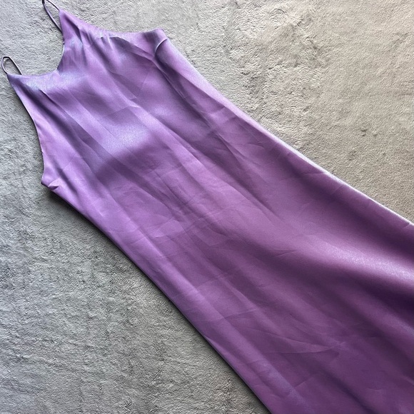 Vintage 90s Y2K Hampton Nites Fairy Goth Iridescent Shimmer Maxi Dress Lilac - Picture 1 of 15